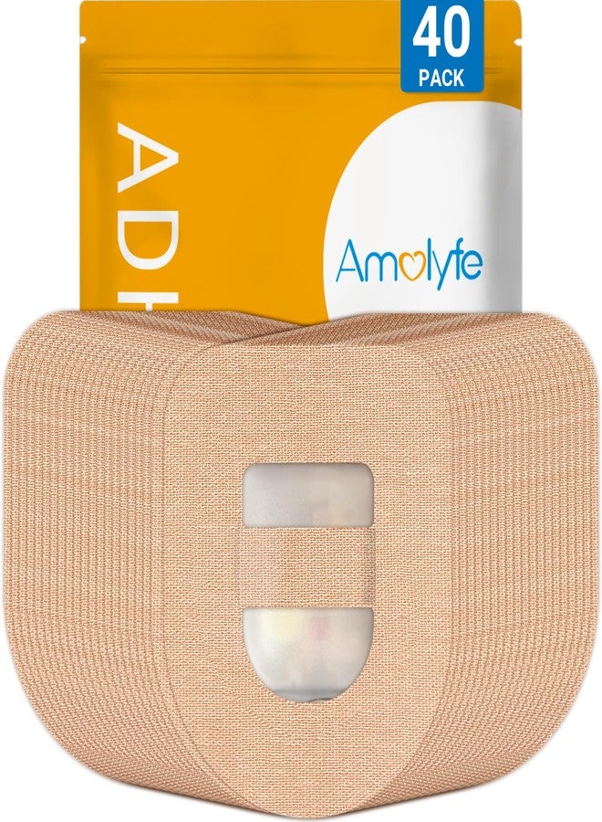 Amolyfe عبوة من 40 لاصقة طبية لأومنيبود 5، لاصقات أموليف أومنيبود 5 مقاومة للماء مع حزام قابل للتمدد، ظهر مقسم مُحسَّن لسهولة الاستخدام، قابلة للتهوية، لاصق طبي (لون بني فاتح) - Image 1